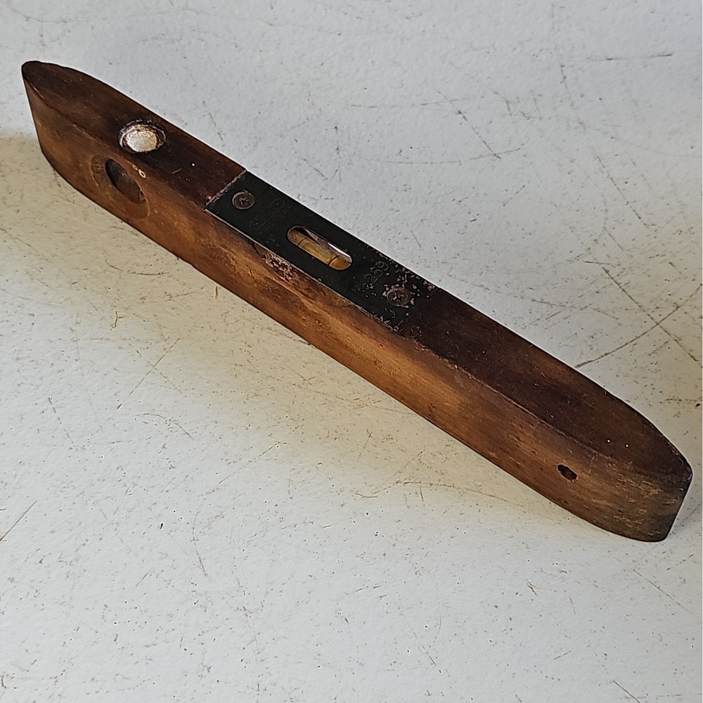 Vintage Stanley No. 259 Carpenter Tool Wooden Torpedo Bubble Level
